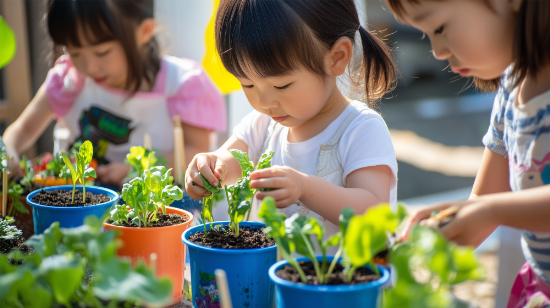 野菜を育てる子ども