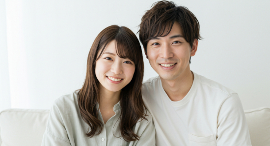 白い歯を見せて笑う男女