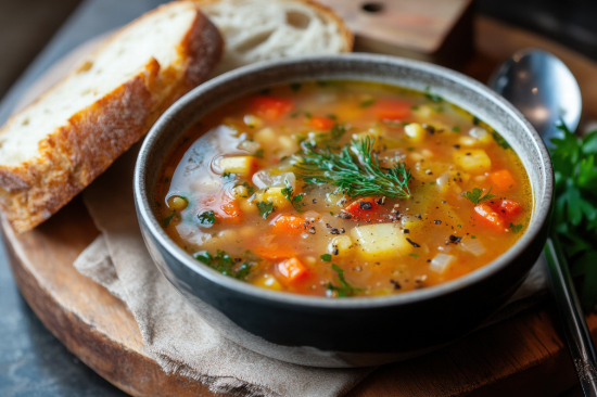 野菜スープを食べる様子