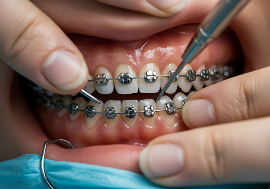 ワイヤーの調整をする様子