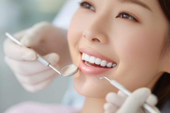 歯科医院で歯の治療を受ける女性