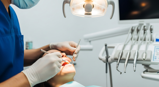 虫歯治療をする様子