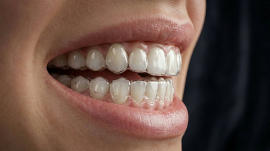 装着したマウスピースとの摩擦で口内炎ができるイメージ