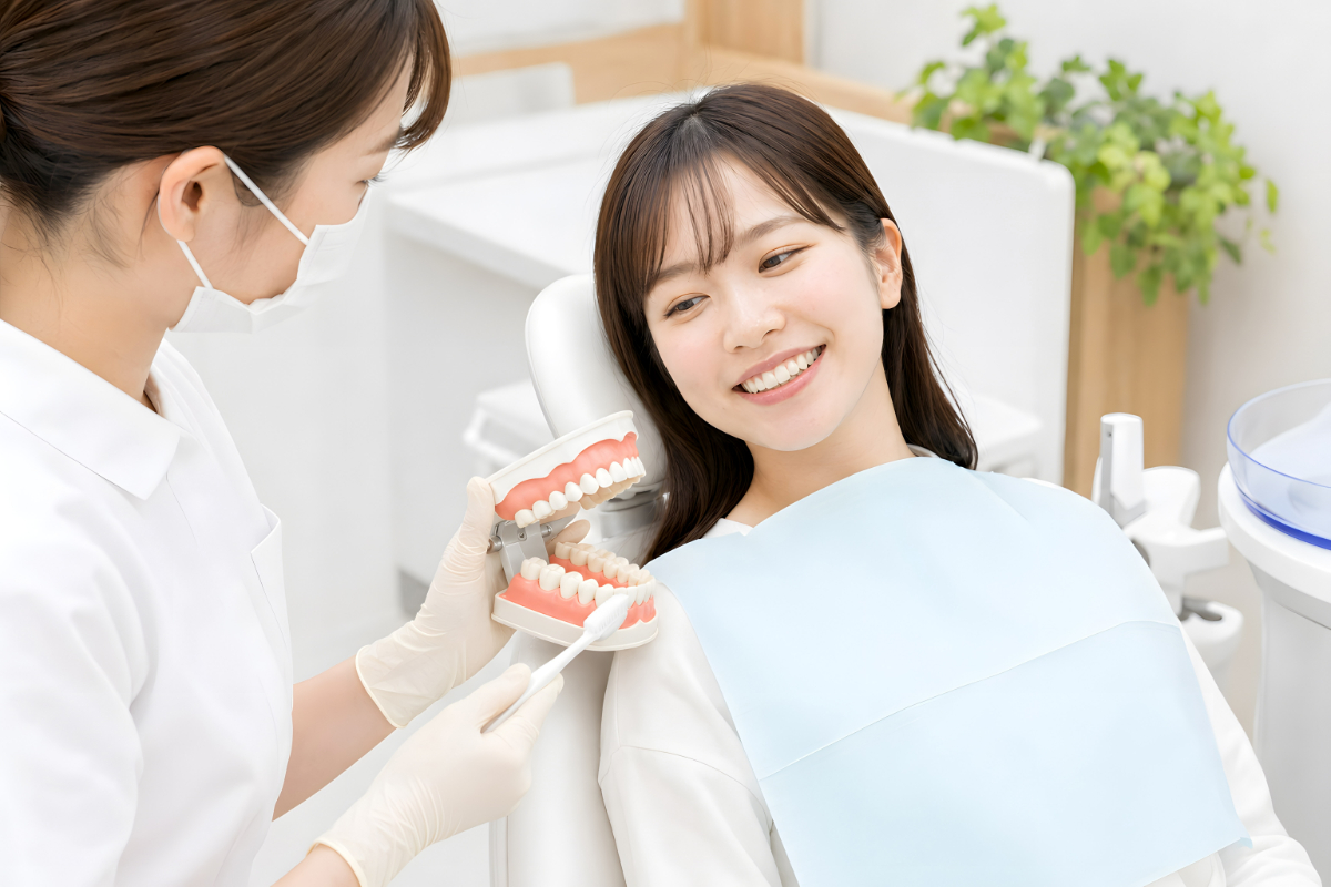 歯周病の治療としての歯磨き指導のイメージ